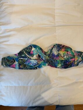 Victoria's Secret Multicolor Paisley Bandeau Bikini Top - Teal, Blue, Pink